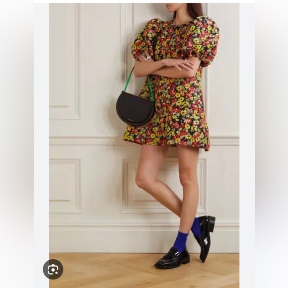 Ganni 3D Jacquard Dress in Meadow Black EU 36/US 4 - Picture 3 of 16